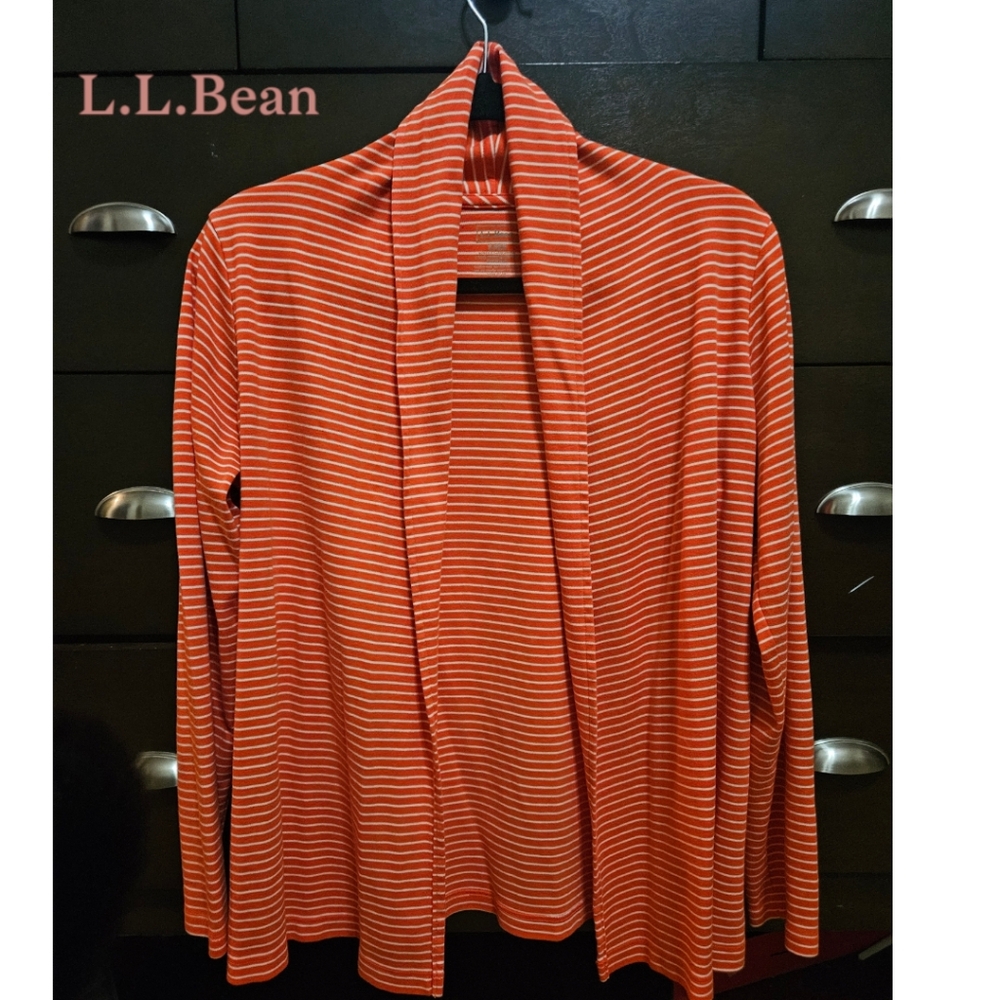 L.L.Bean Pima Flyaway Mini-Stripe Cardigan